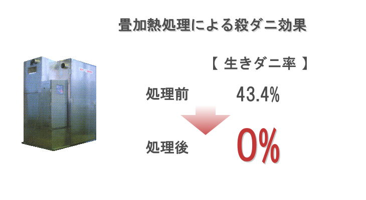 畳加熱処理による殺ダニ効果
